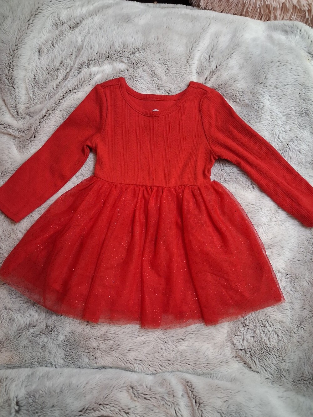wonder nation Red Long-Sleeve Tulle Skirt Dress